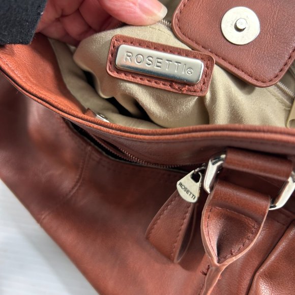 Rosetti Womens Purse Handbag Brown Faux Leather Double Handle Lots of Pockets - Picture 11 of 15